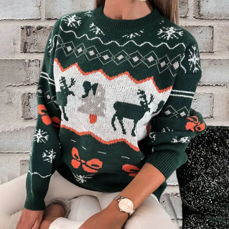 Christmas Round Neck Long Sleeve Casual Sweater