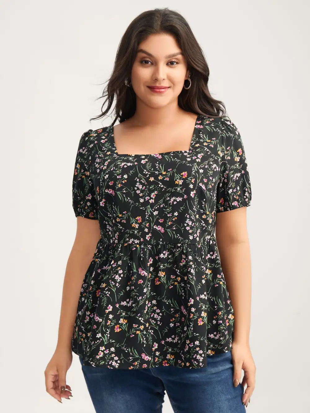 Floral Print Bow Back Detail Blouse