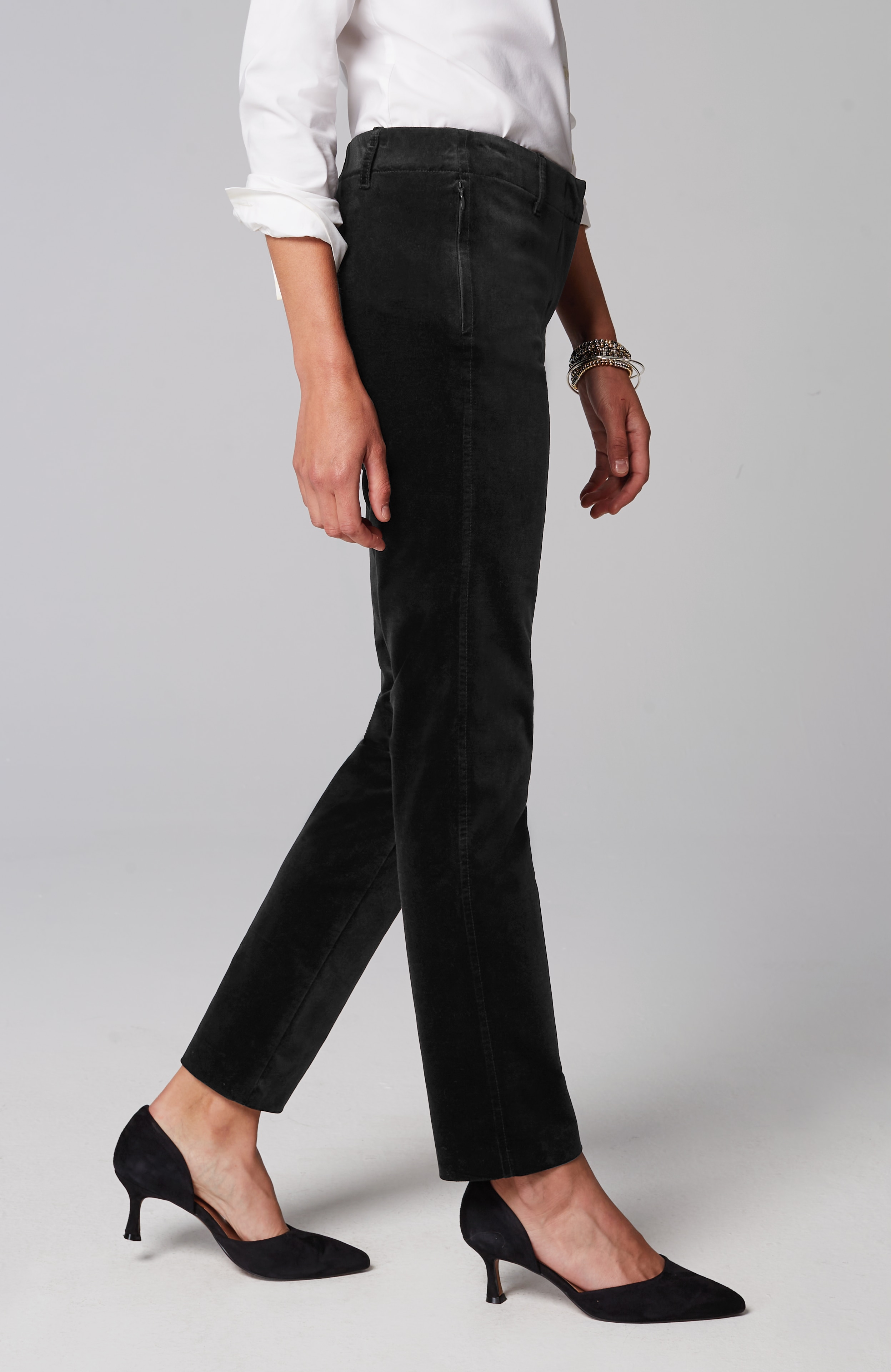 Velveteen-Stretch Slim-Leg Pants