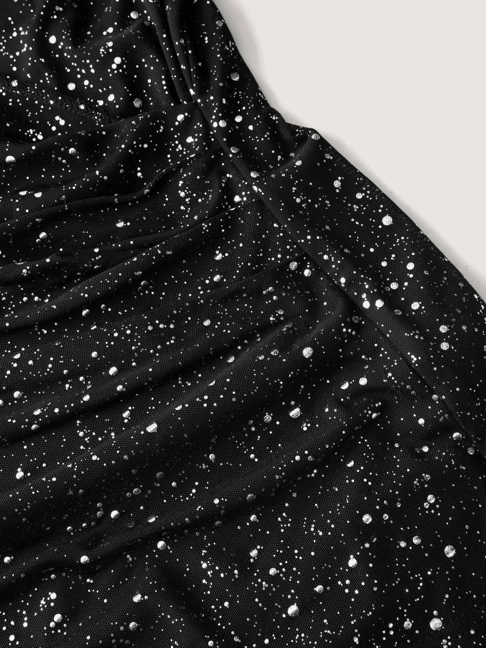 Shimmery Gold Stamped Sheer Sleeve T-Shirt