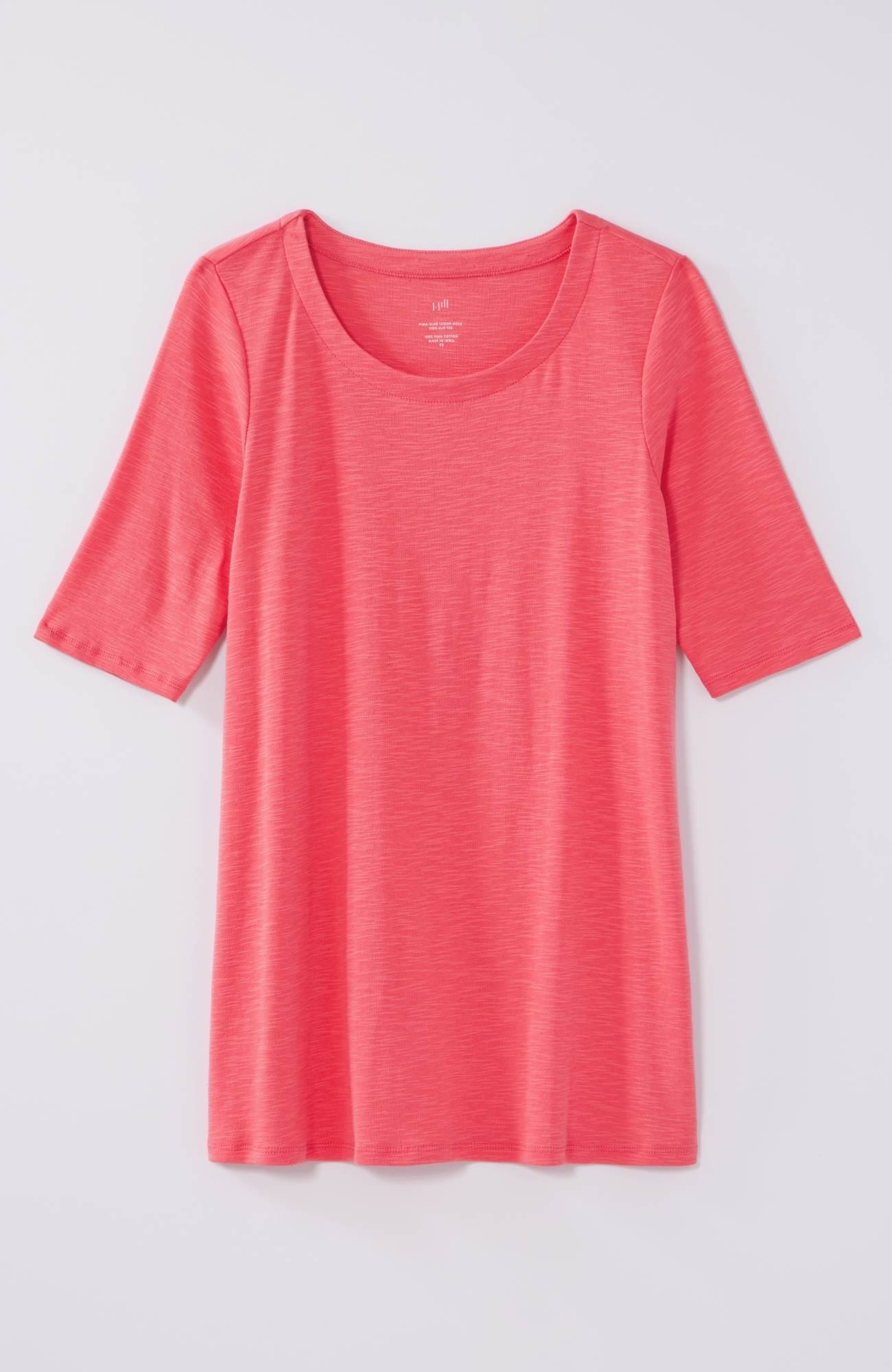 pima-slub scoop-neck side-slit tee