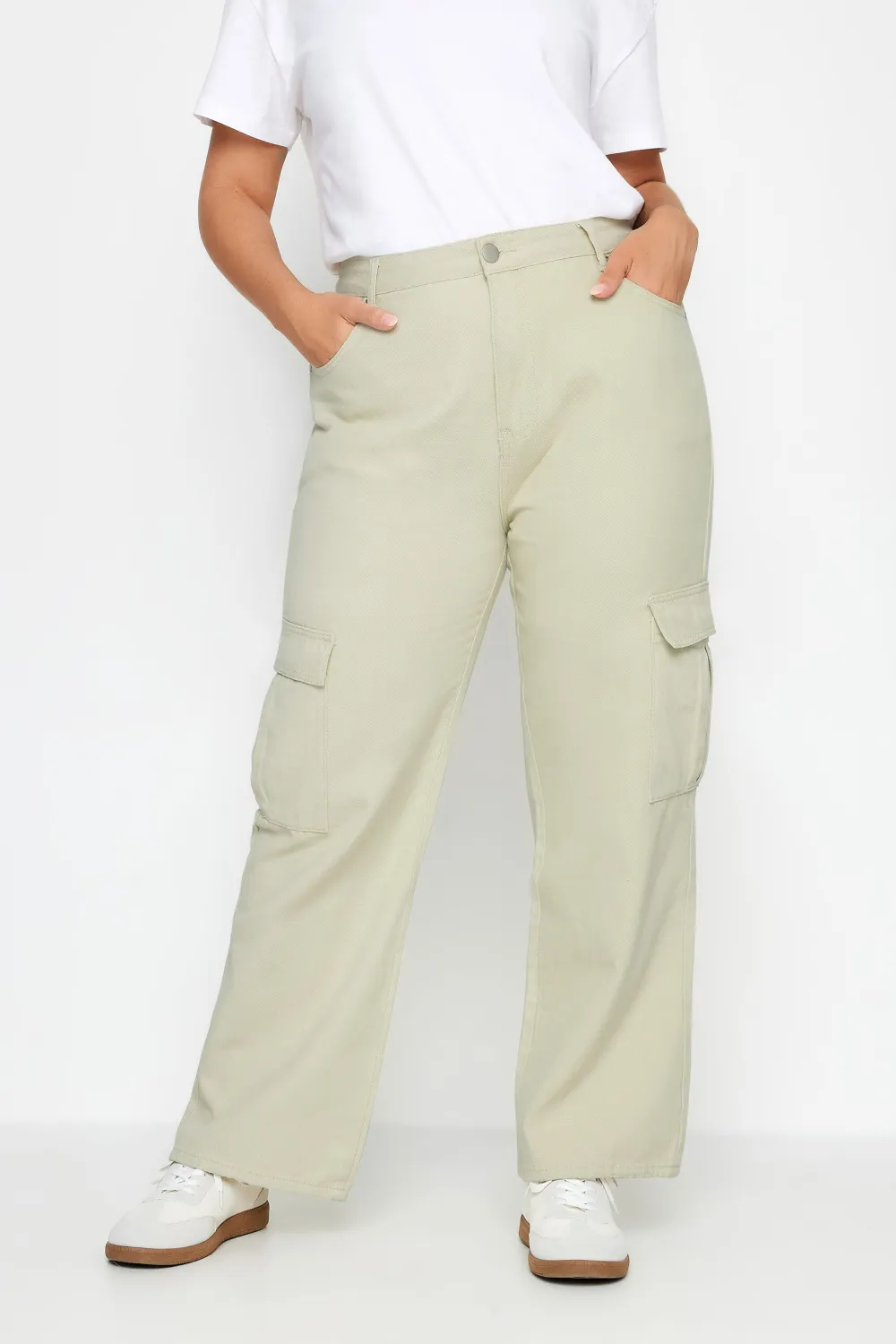 YOURS Curve Stone Brown Cargo Jeans