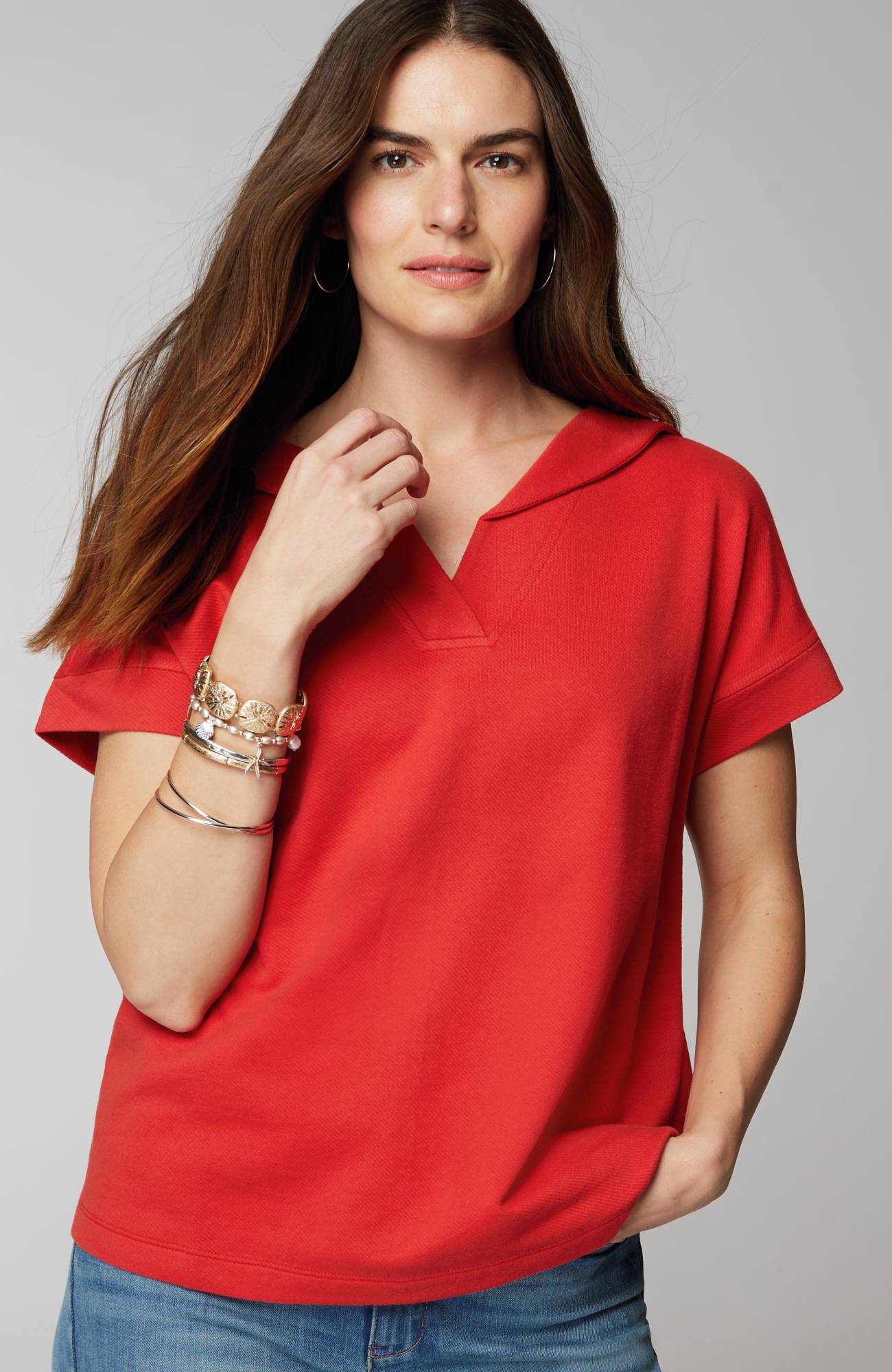 Collared Short-Sleeve Sweatshirt