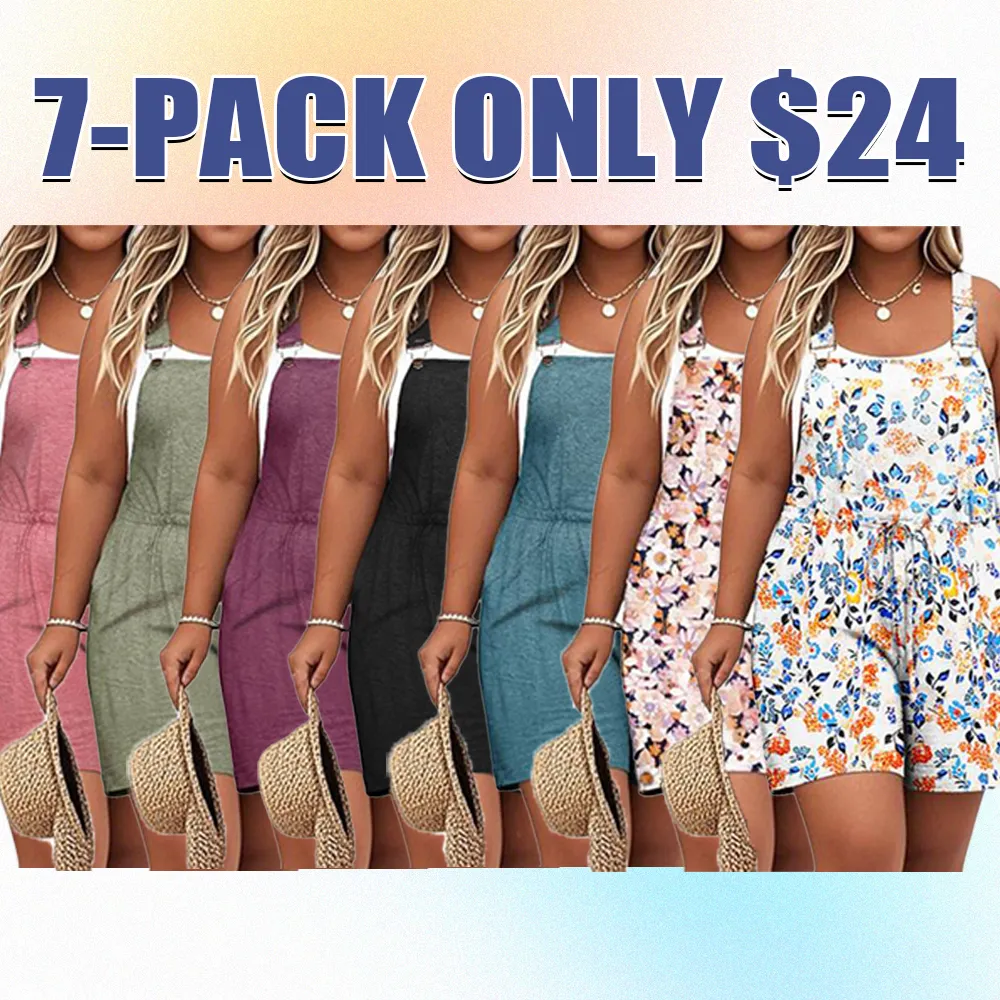 Plus Size Wide-Leg Jumpsuit with Pockets – Adjustable & Casual Fit for Summer