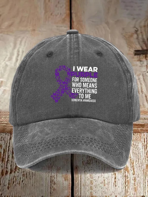 I Wear Purple For Someone Dementia Awareness Print Casual Baseball Cap
