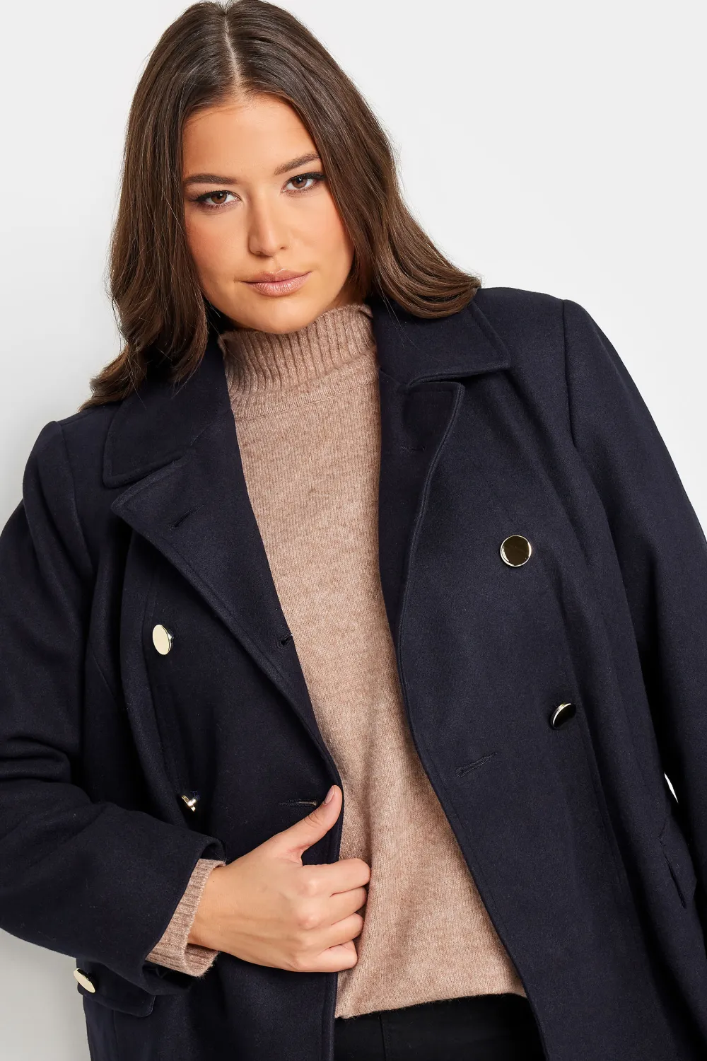 YOURS Curve Camel Brown Collared Formal Coat