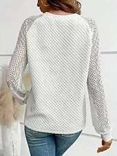 Women's Blouse Stylish Modern Long Sleeve Regular Tops Crew Neck Work Daily Black White Light Grey Spring Fall Winter