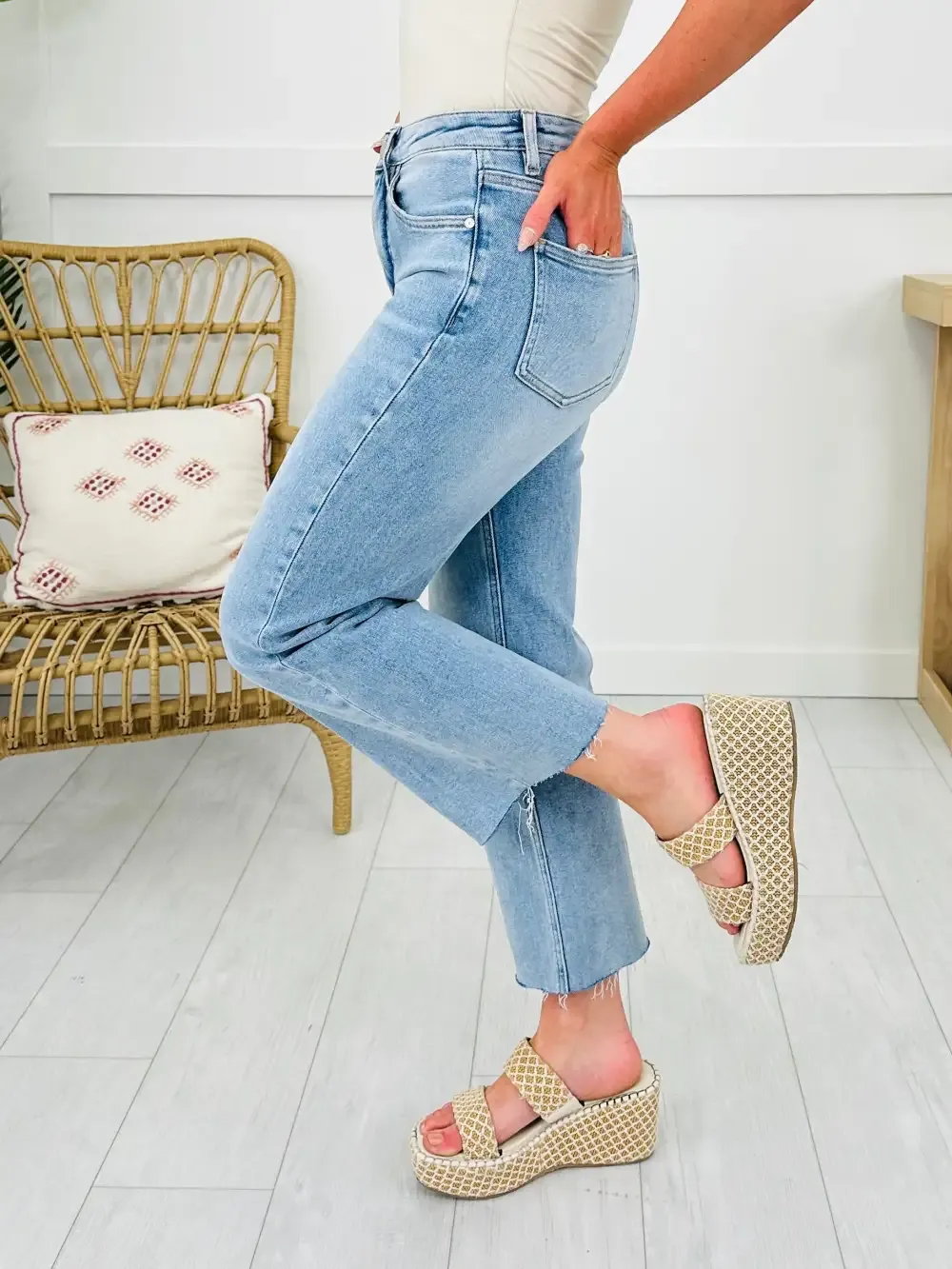 Along For The Ride Wide Leg Cropped Jeans With Tummy Control