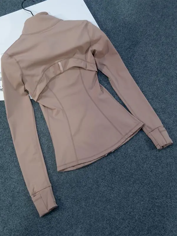 Yoga Suit Gold Zipper Version Women's Yoga Jacket, Sports Stand Up Collar Jacket, Fitness Slim Fit and Slimming Top, Women Workout Clothes