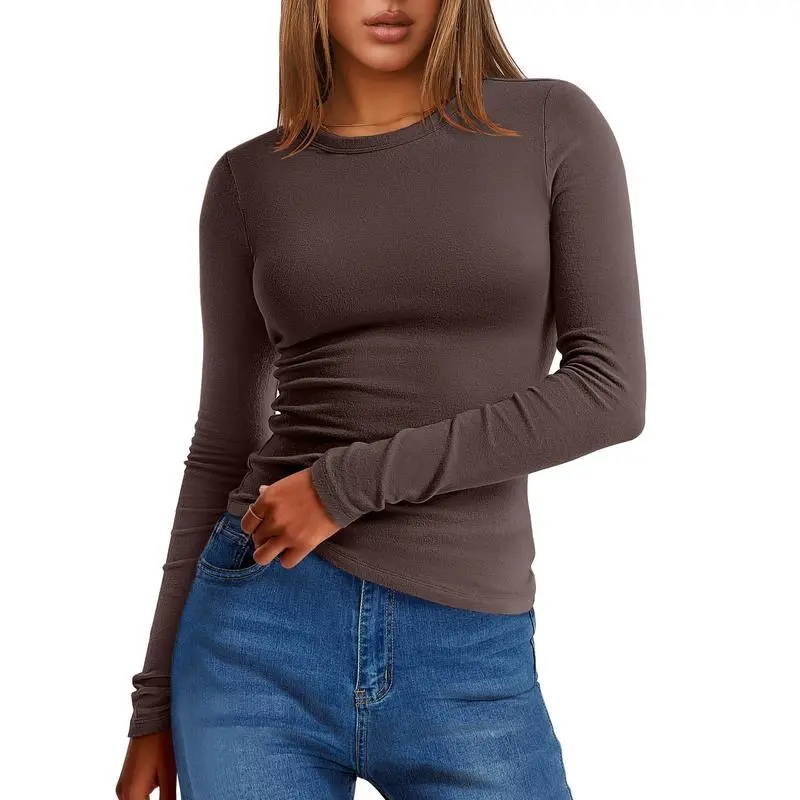 2025 Women's Long-Sleeve Thermal Tee: Crewneck, Slim Fit, Warm (Fall/Winter Basic)