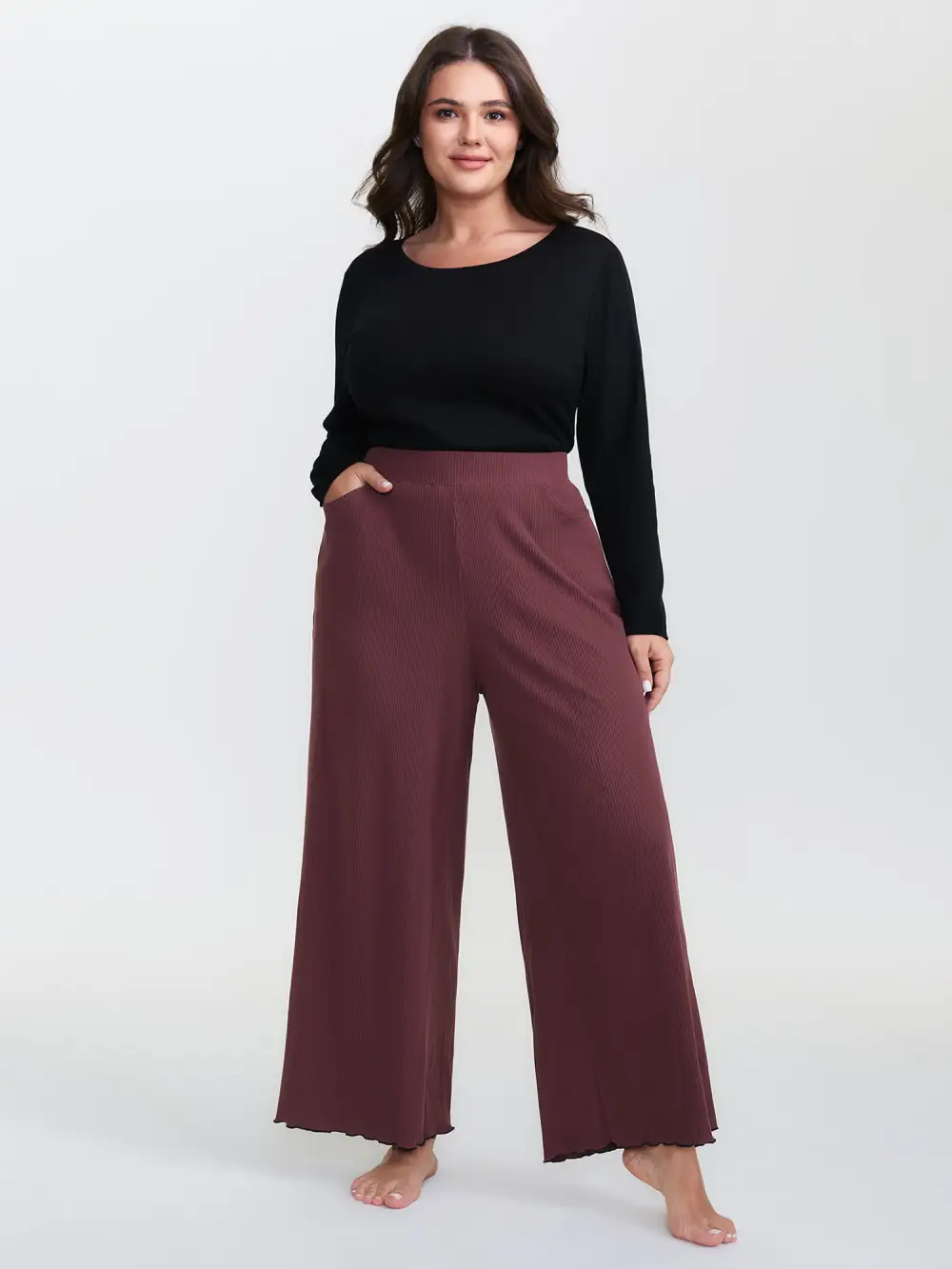 Wavy Edge Straight-Leg Lounge Bottoms
