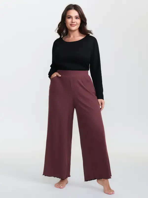 Wavy Edge Straight-Leg Lounge Bottoms