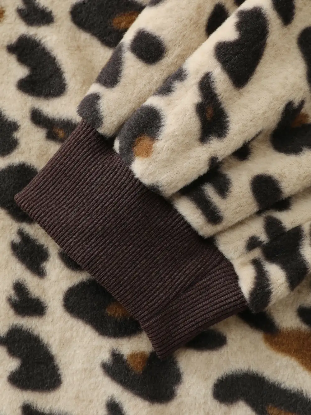 Velvety Leopard Print One-Shoulder Sweatshirt