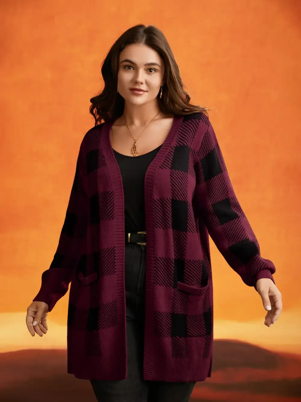 Supersoft Essentials Halloween Plaid Open Cardigan