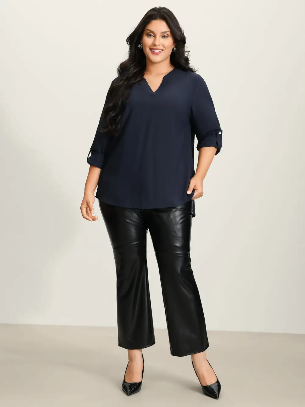 Tab Sleeve Button Back Detail Blouse