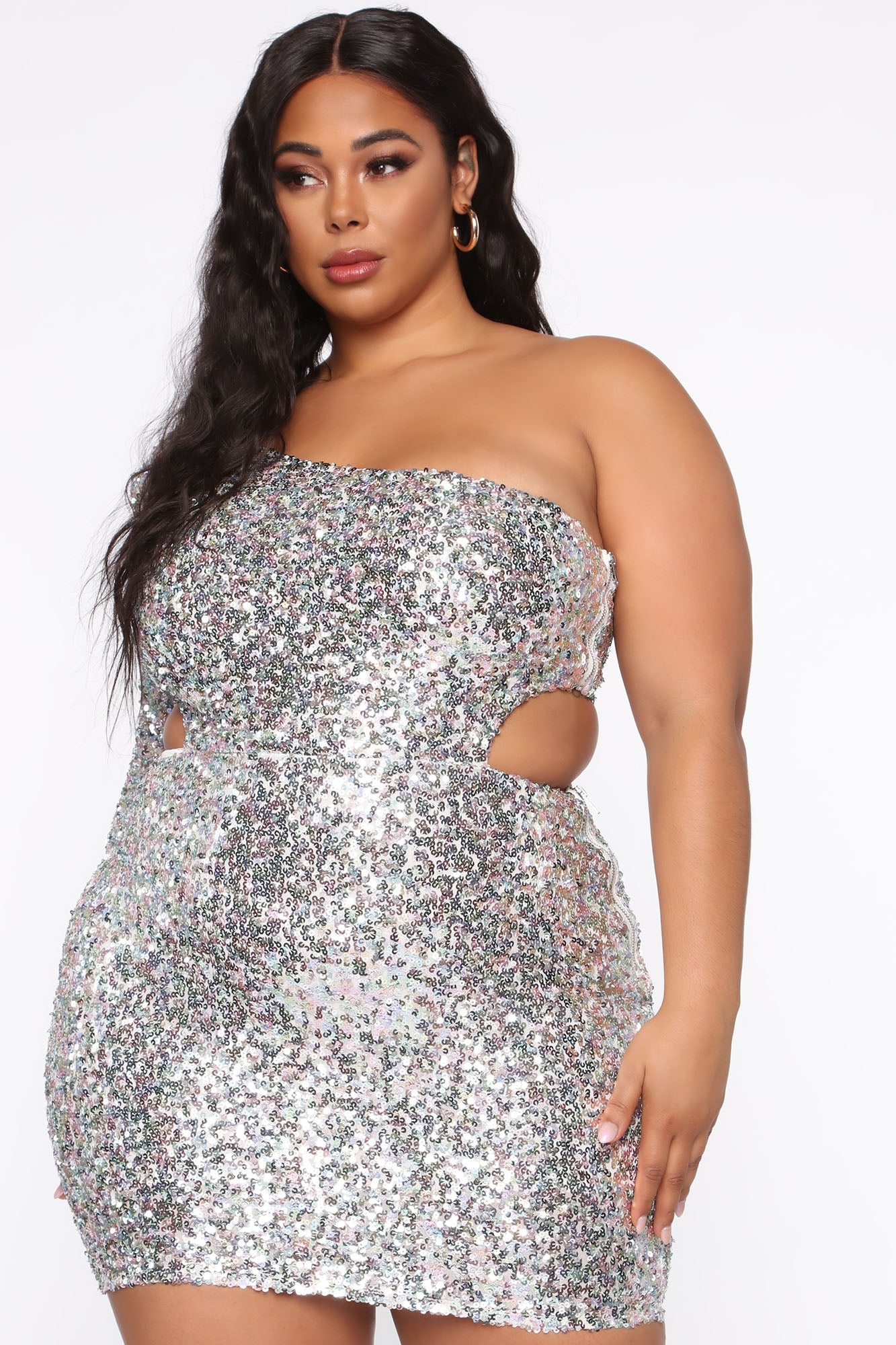 More Time To Shine Mini Dress - Silver/Multi