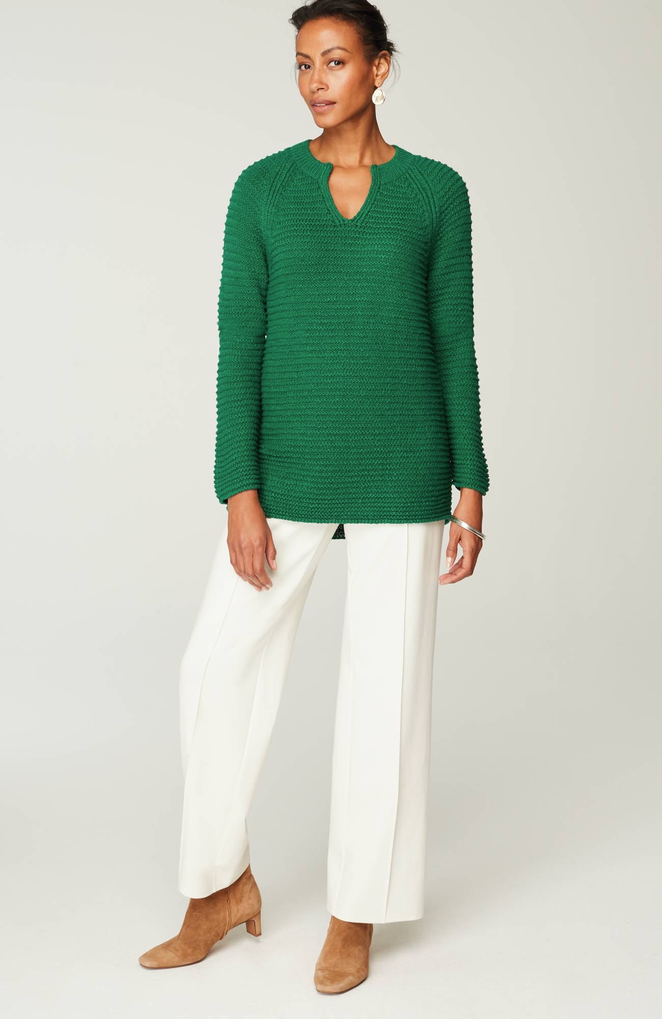 wearever textured split-neck sweater