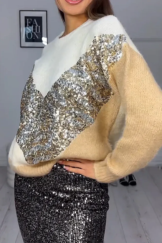 Women's fashion leopard print sequined sweater
