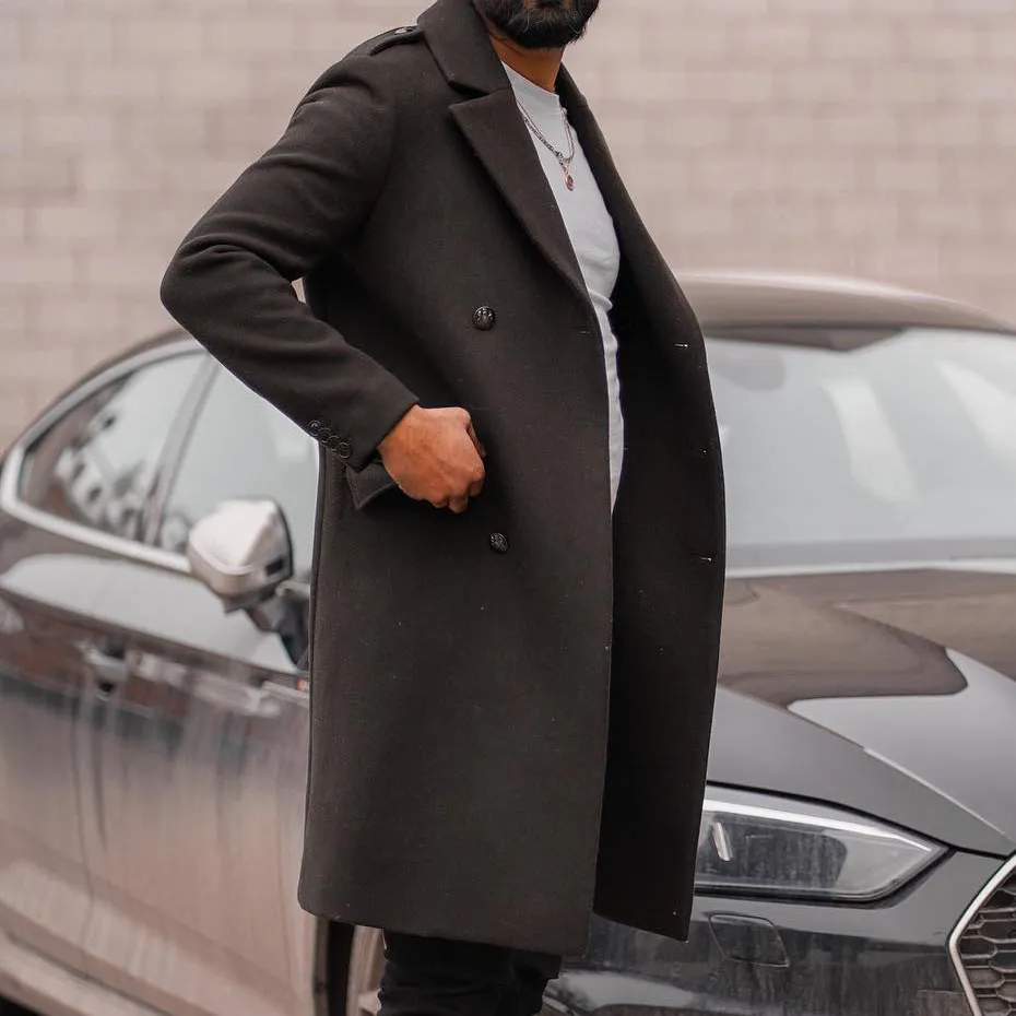 Street Shot Single-breasted Woolen Coat