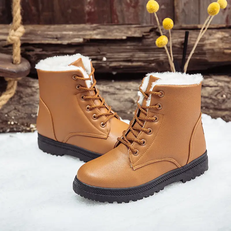 Womens Keep Warm Lace Up Ankle Snow Boots