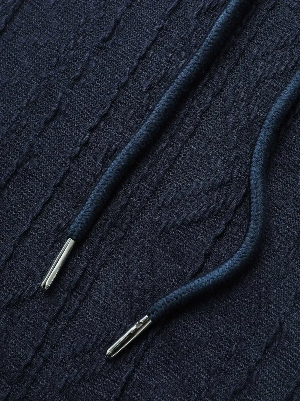 Plain Textured Hooded Drawstring Sweatshirt