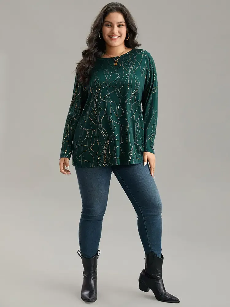 Polka Dot Contrast Round Neck T-Shirt