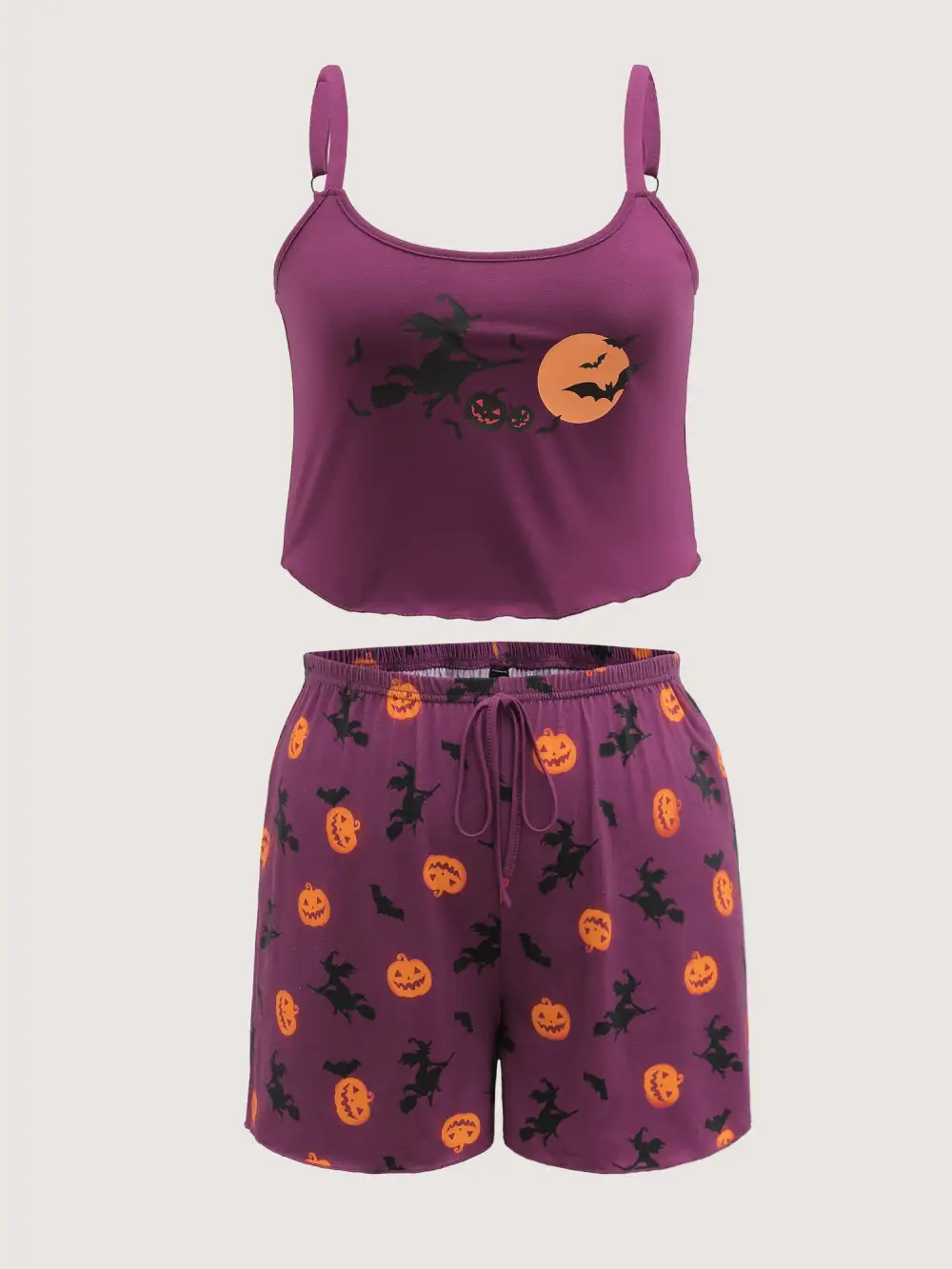 Halloween Print Stretchy Waist Loungewear Set