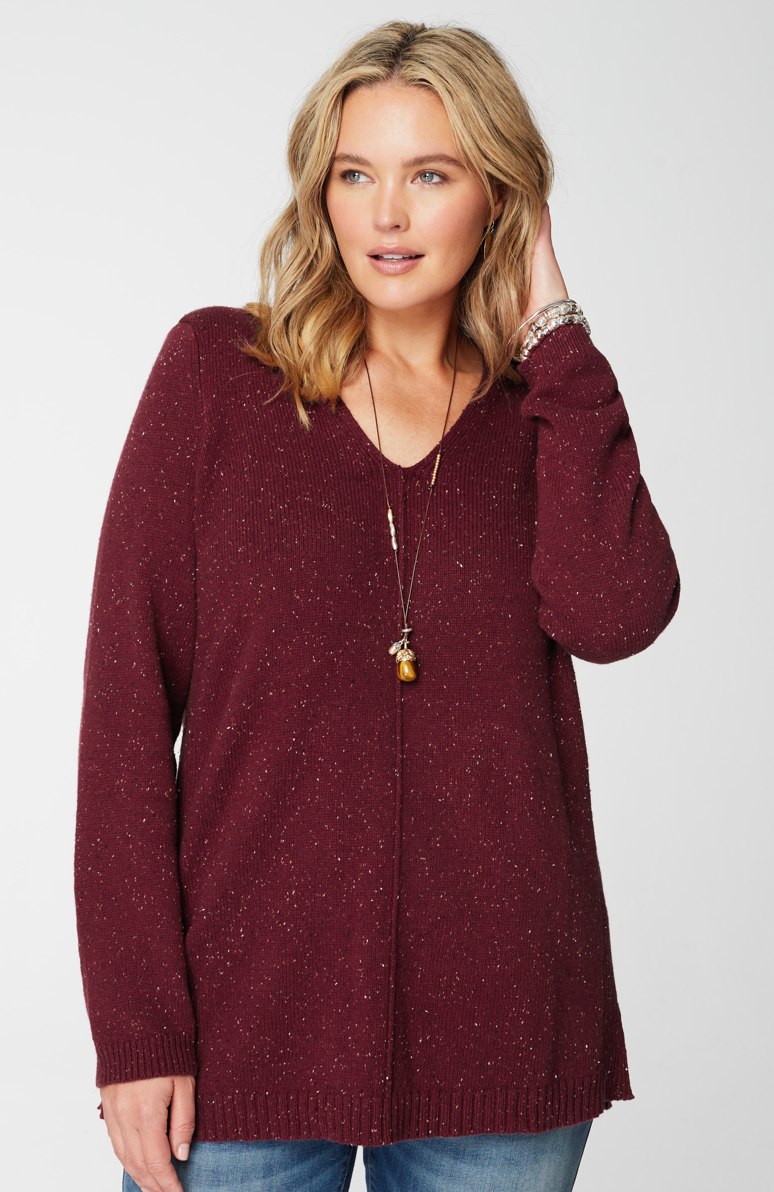 Tweeded-Cotton Sweater Tunic