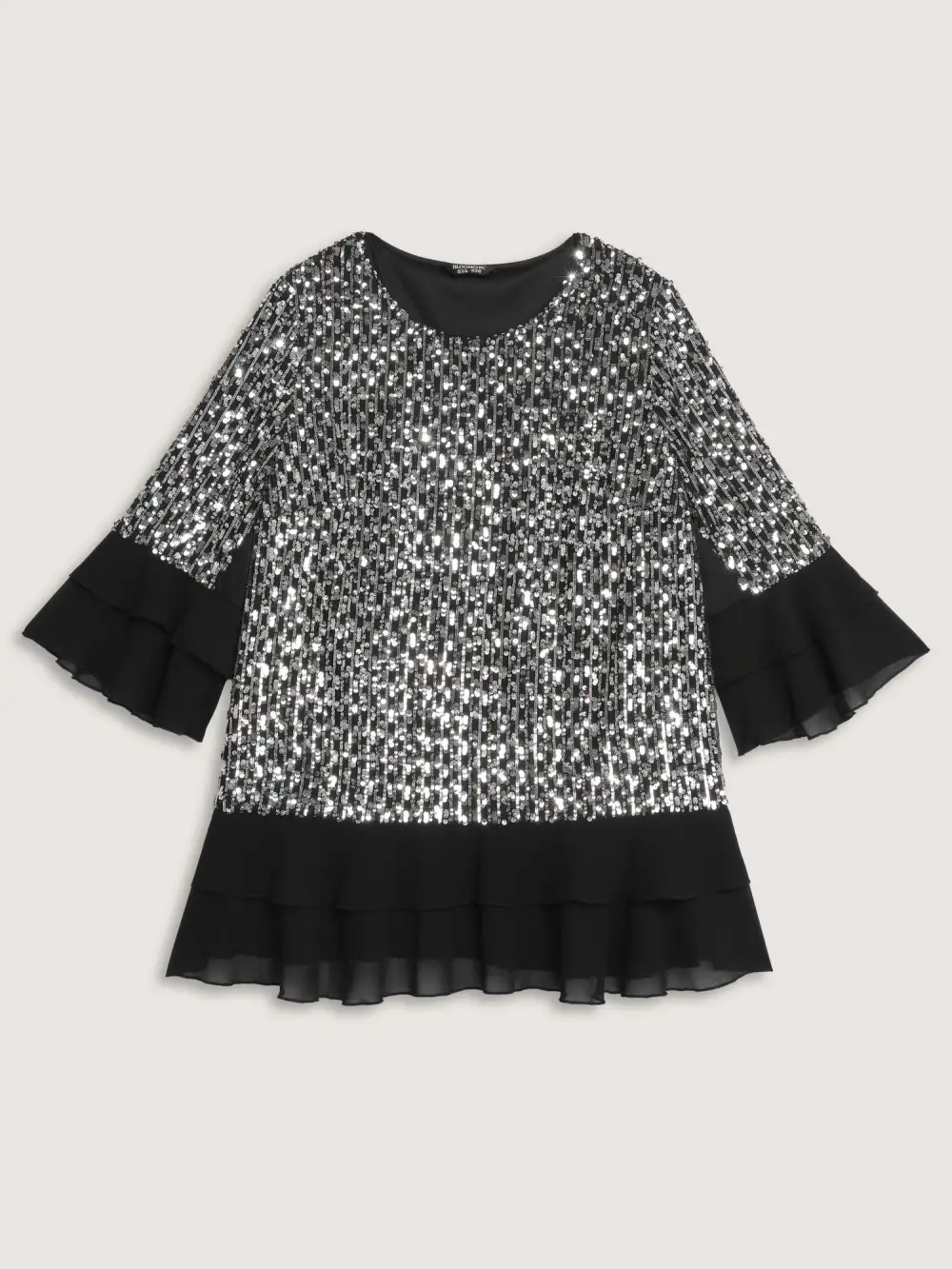 Sequin Layered Ruffled Sleeve Blouse