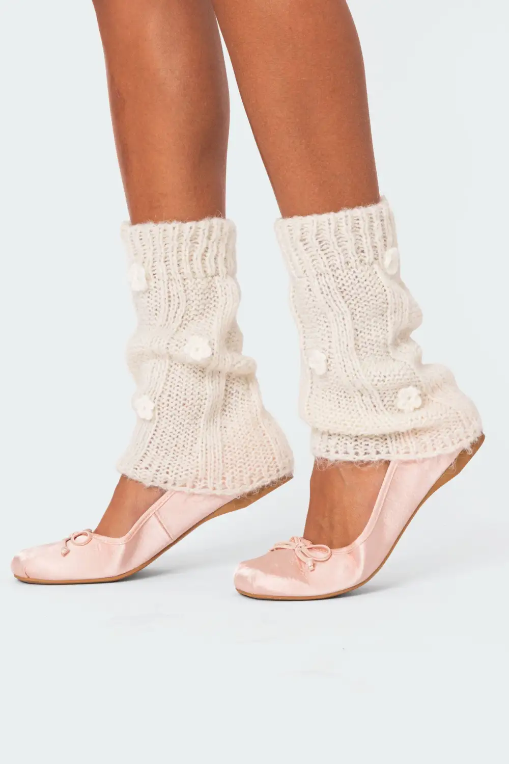 Flower Detail Knit Leg Warmers