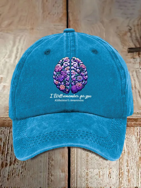 Alzheimer'S Awareness I Will Remember For You Floral Printed Baseball Cap