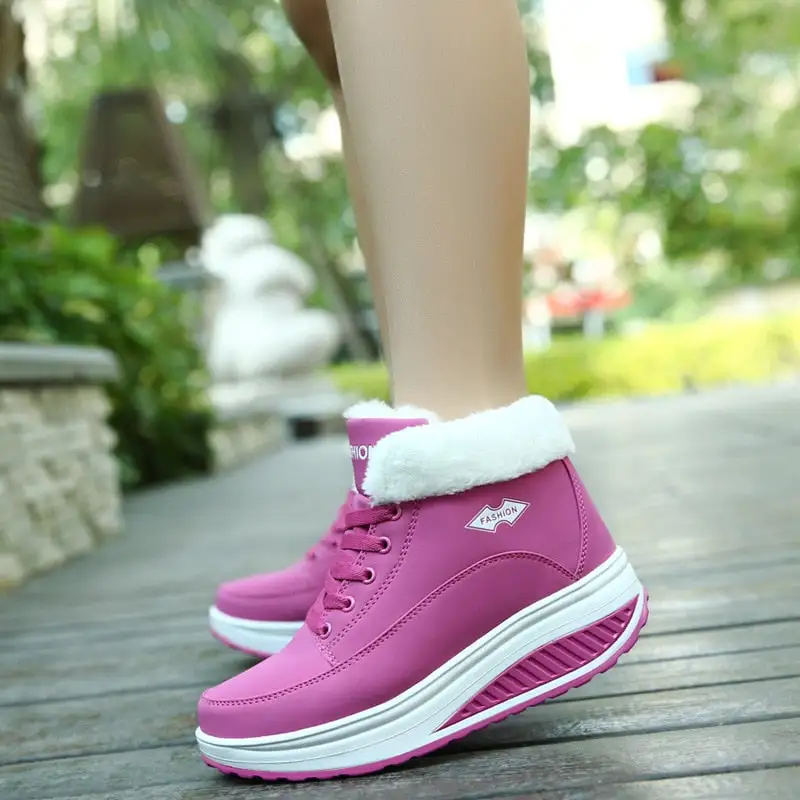 Cilool Plush Warm Winter Boots Women's Platform  Ankle Swing Shoes