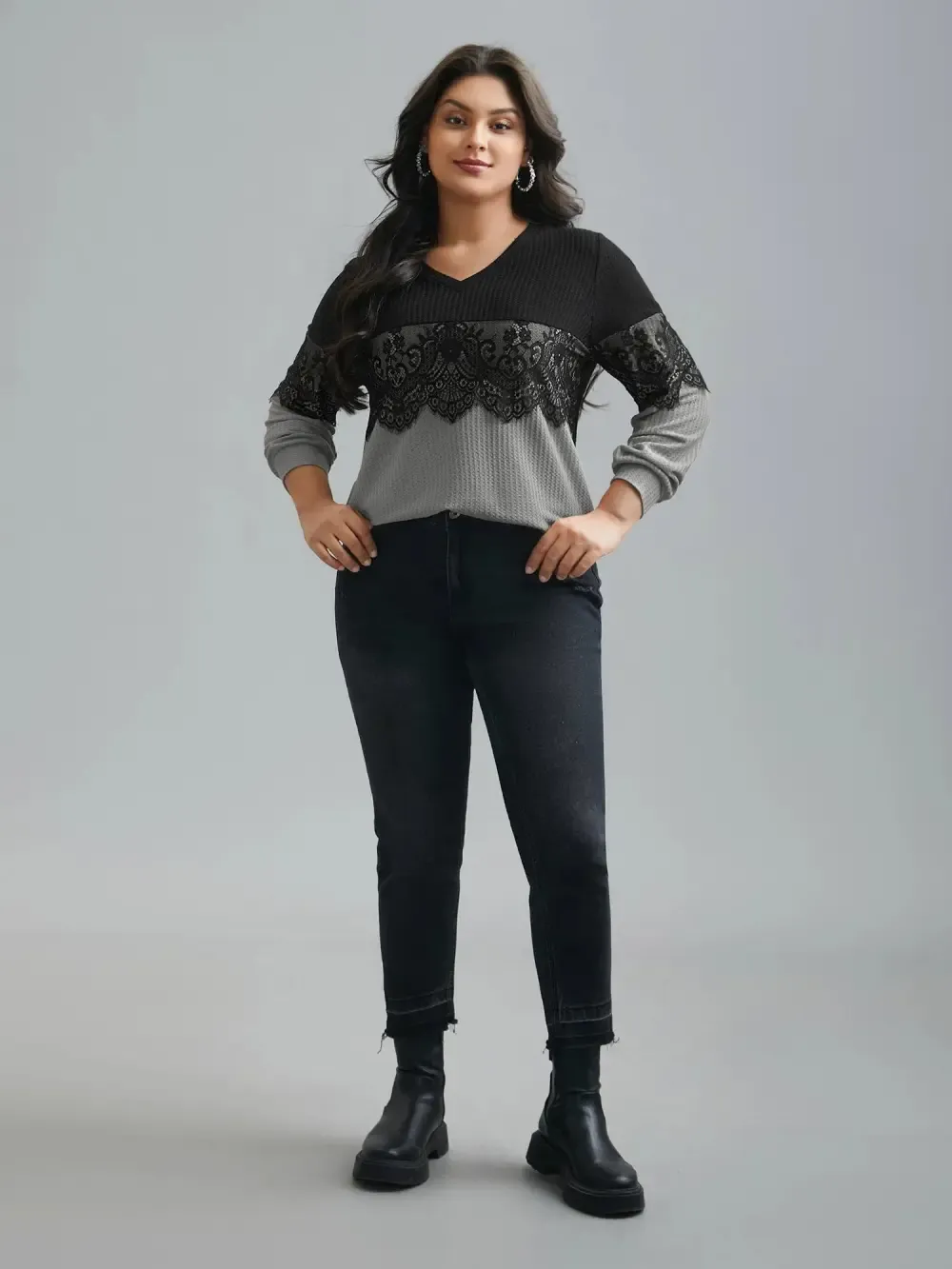 Crochet Lace Mesh Contrast Patchwork Top