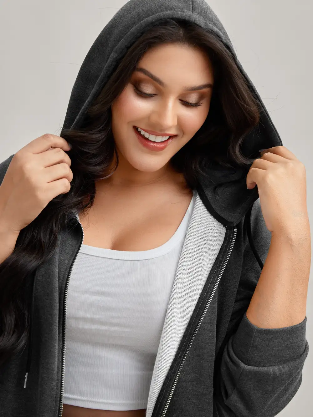 Sweatshirt Longline Solid Jacket