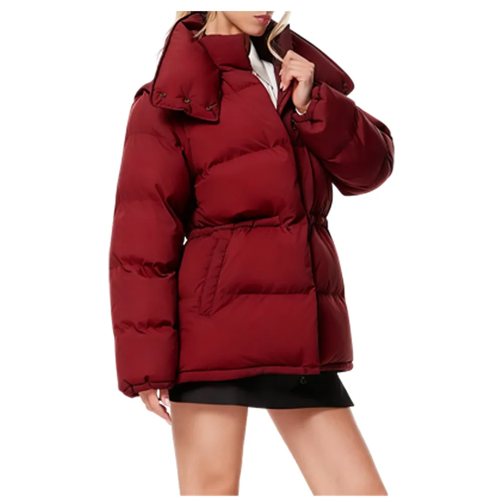 Down jacket with adjustable sleeves and collar for multiple wearing options