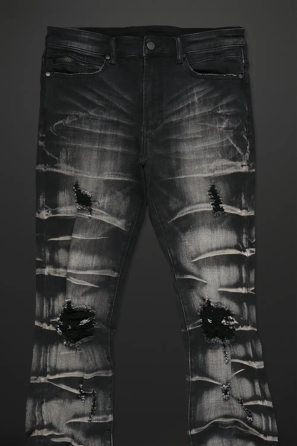 Sniper Dark Grey Super Stacked Flare Jean