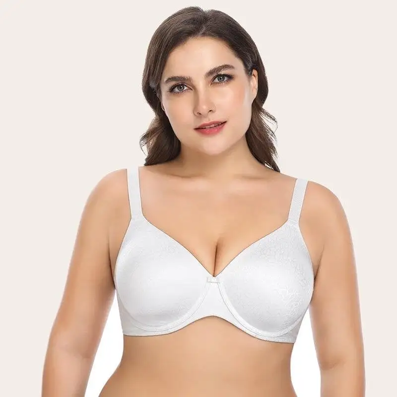 Plus Size T-Shirt Bra Seamless Comfort Full Coverage Underwire Bra Molded Cup