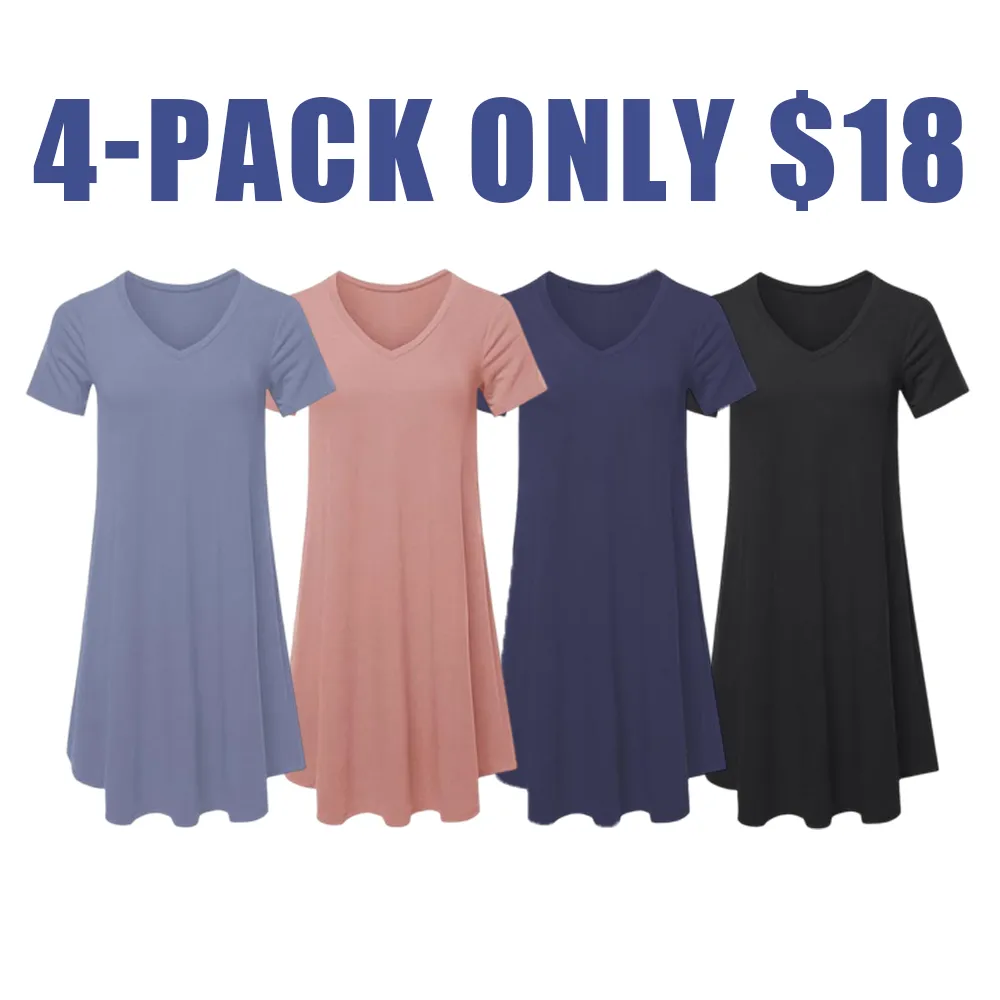 Women's Casual T-Shirt Dress with Pockets – Short Sleeve, Relaxed Fit