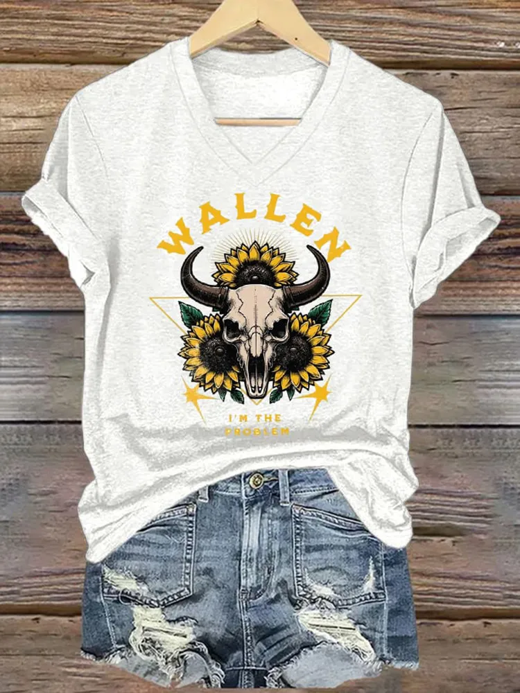 Wallen I'M The Problem Printed V-Neck Short-Sleeved T-Shirt