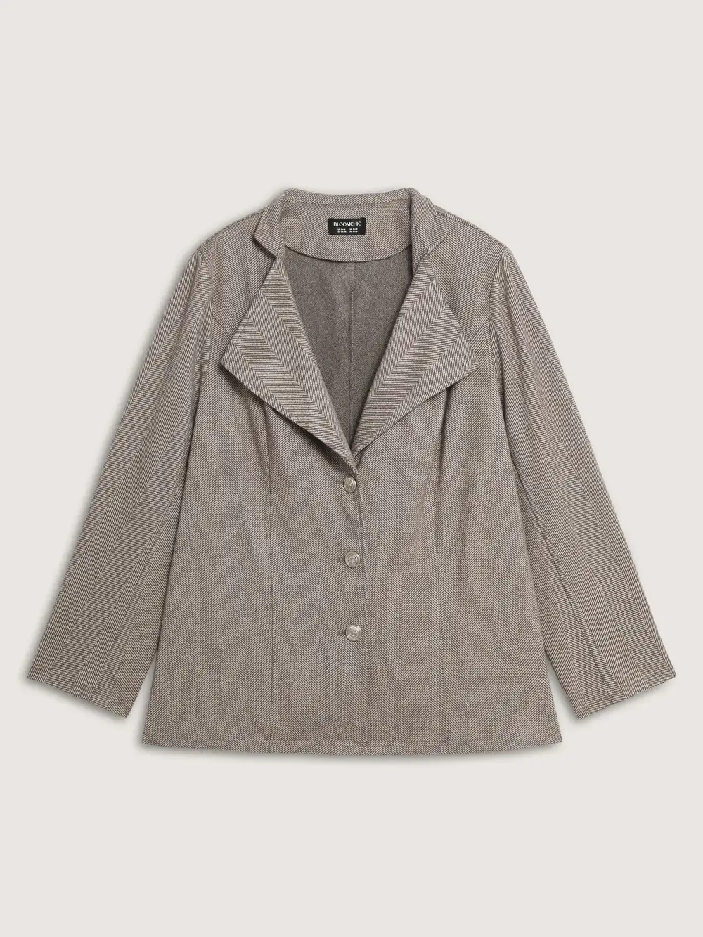 Herringbone Pattern Cinched-Waist Jacket