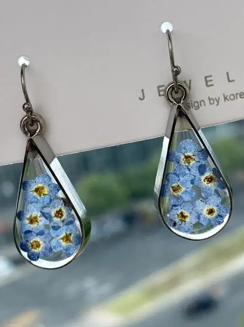 Blue Floral Water Drop Earrings