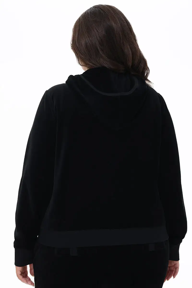Plus-Size Juicy Roses Bling Cotton Velour Hoodie