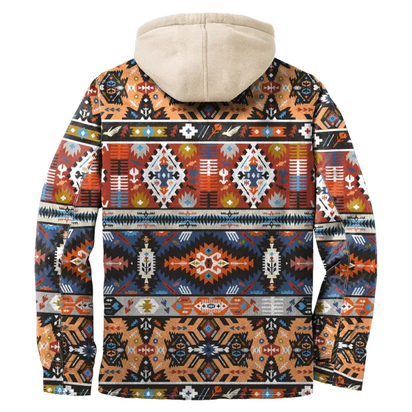 Men's Autumn & Winter Outdoor Casual Vintage Ethnic Print Hooded Jacket