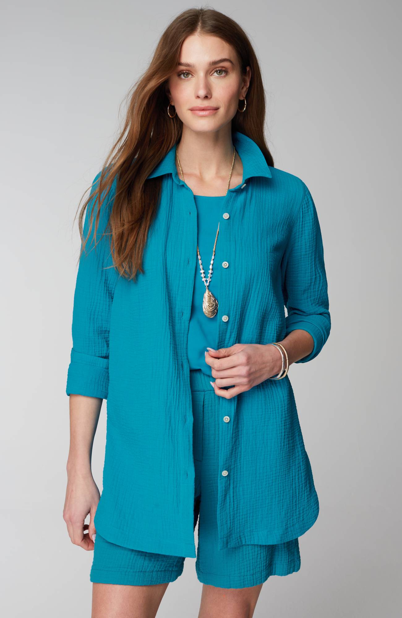 Cotton-Gauze Split-Hem Tunic