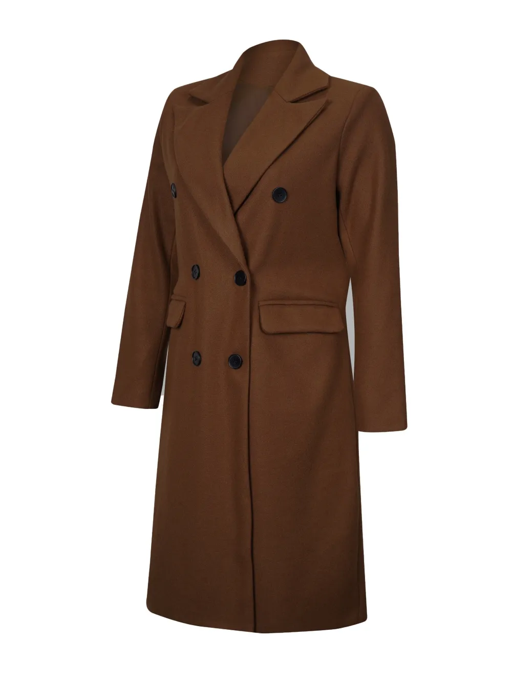 Double Breasted Simple Trench Coat, Casual Long Sleeve Outerwear, Women's Clothing