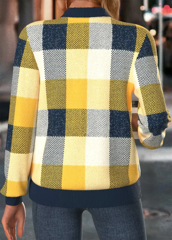 Multi Color Tummy Coverage Plaid Long Sleeve Jacket