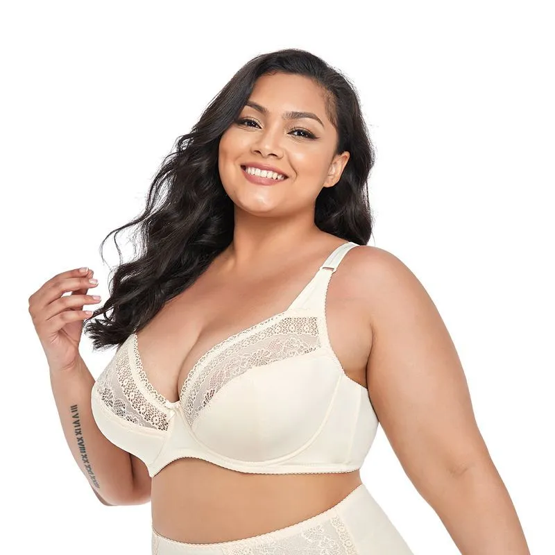 2023 New Plus Size Big Boobs  Non Padded Lace Bra