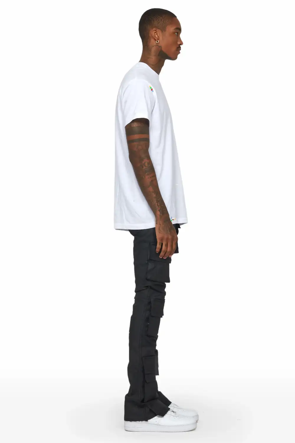 Zander Black Stacked Flare Cargo Jean