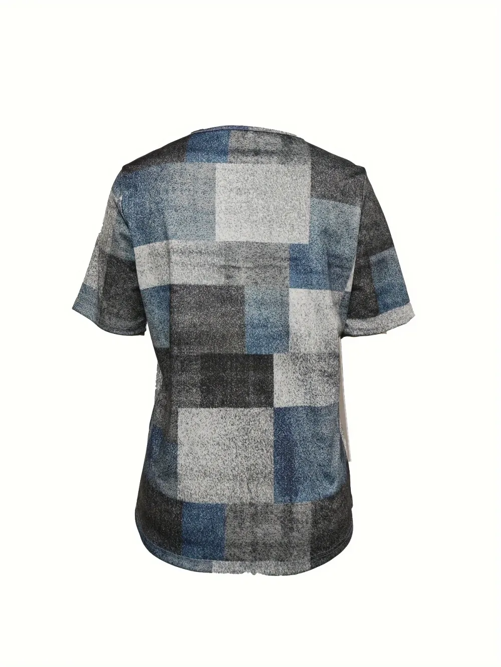 Allover Print Button Notch Neck T-Shirt