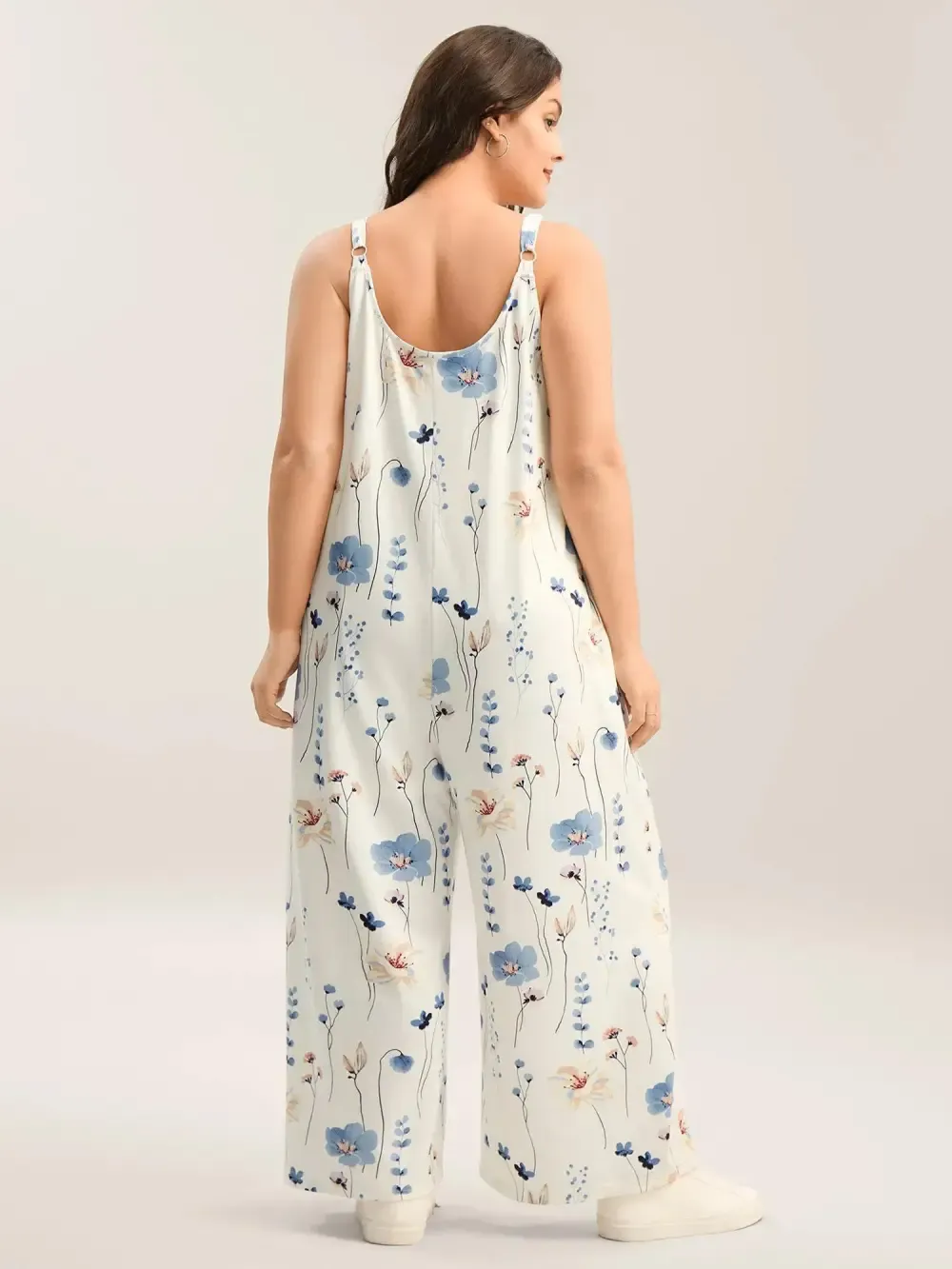 Stretchy Lined Floral Print Cami Jumpsuit